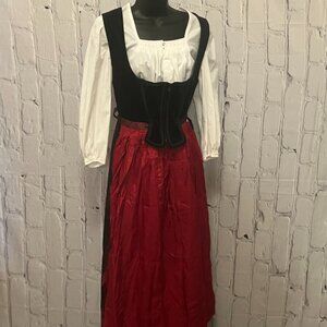 DIRNDL-ECKE |  Long Dirndl with Fitted Velvet Corset  Blouse and Apron.
